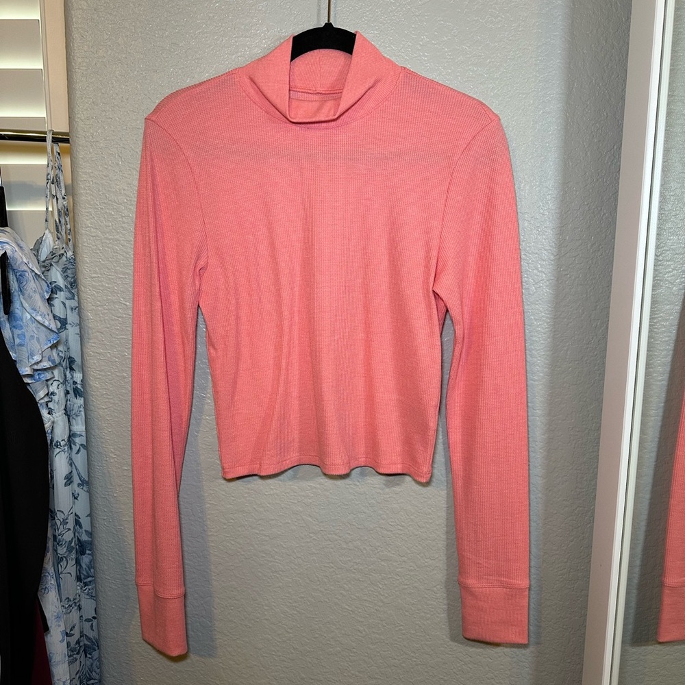 AEO Waffle Mock Neck Long Sleeve